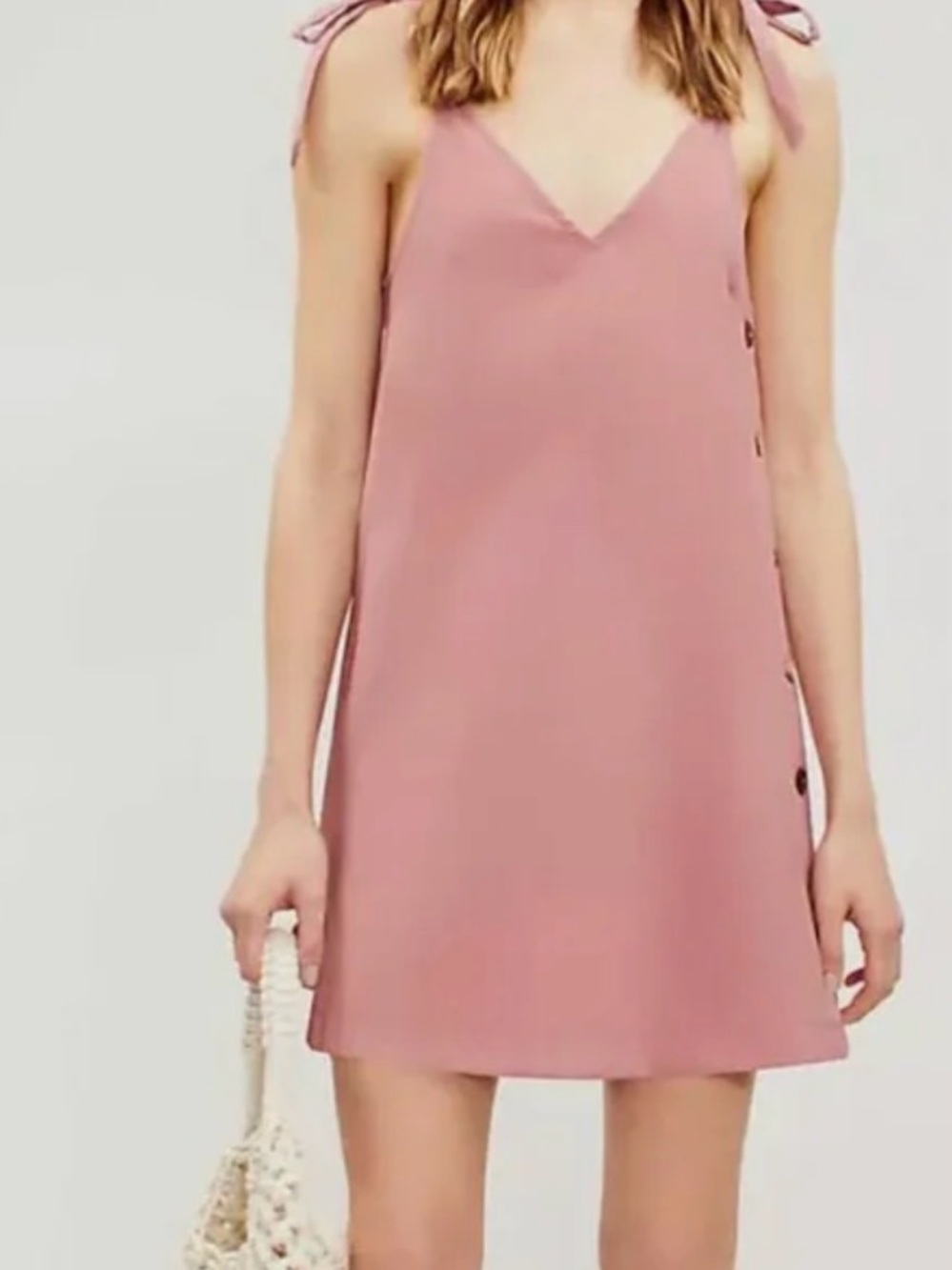 Topshop Sleeveless Tie-Shoulder Pink Shift Dress